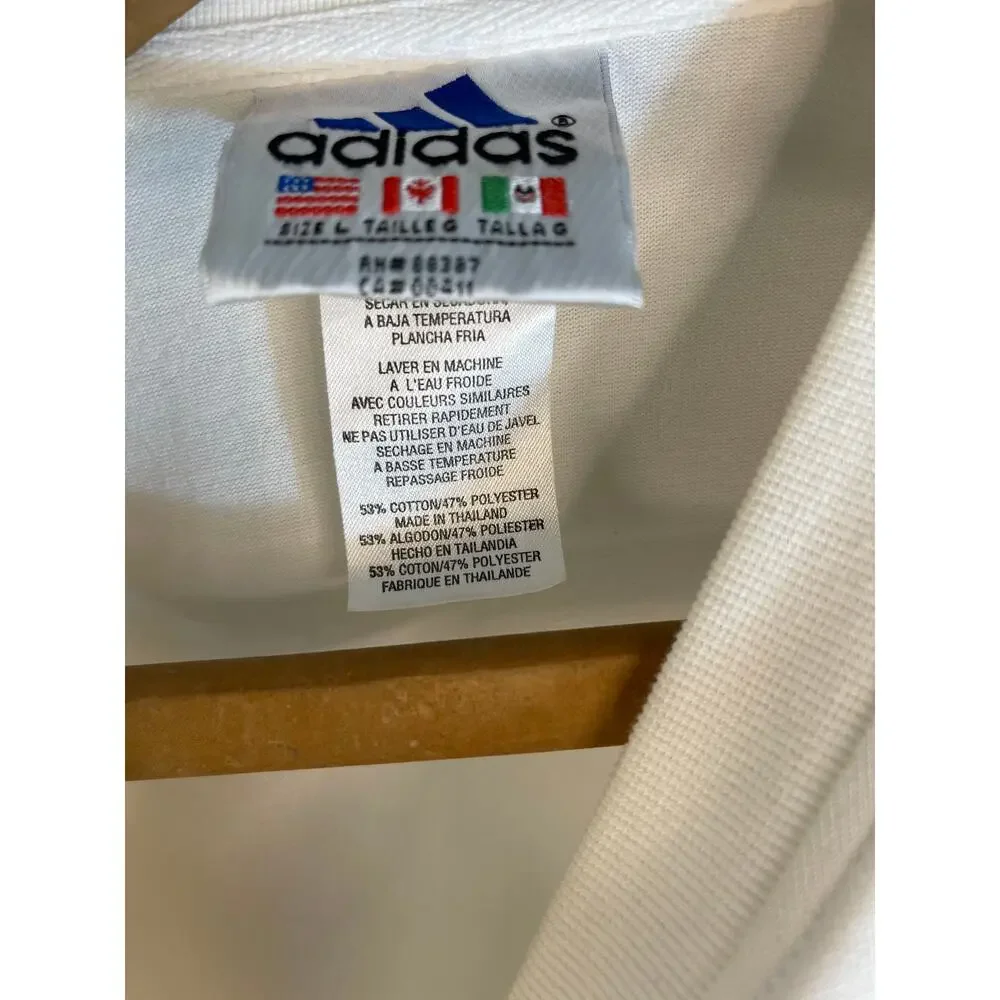 Vintage White Adidas Pull Over Iconic Three Stripe Athletic Streetwear Mens L